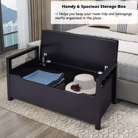 Giantex Shoe Storage Bench with Cushion, Entryway Storage Benches, End of Bed Bench for Bedroom, Wood Shoe Bench with Seat (Black)