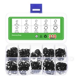 sourcing map 310 Pcs External Retaining Rings, 10 Sizes 65Mn Carbon Steel External Circlip Snap Rings Assortment Kits Round Wire Snap Rings for Valves Electrical Appliances