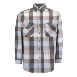 TICOMELA FR Shirts for Men Flame Resistant/Fire Retardant Shirt NFPA2112 (Khaki/Brown) Plaid 7oz Men's Welding Shirt