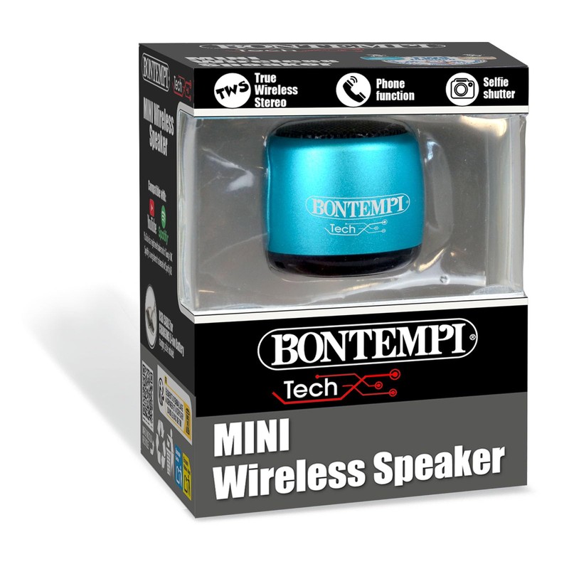 Bontempi | Mini Bluetooth Lautsprecher Blau, Einfache und Schnelle Drahtlose