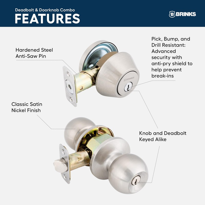 BRINKS – Front Door Lock – Traditional Single Cylinder Deadbolt