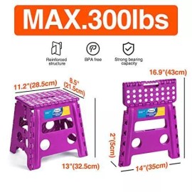 Korpai 13" Folding Step Stool for Adults and Kids Holds Up to 300 lbs ,Non-Slip