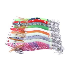 GANAZONO 10pcs Fishing Tackle Lifelike Shrimp Squid Needles Durable Lure Hooks for Anglers Portable Fishing Accessories Box Vivid Colors to Attract Fish