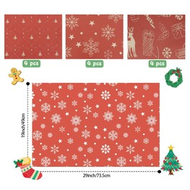 Christmas Wrapping Paper Christmas Gift Wrapping Paper Christmas Emballage Cadeau 12 Sheets Vintage Gift Wrap Packaging Paper for Christmas Gifts New Year Decor Flower Bouquet Craft Gift Wrapping