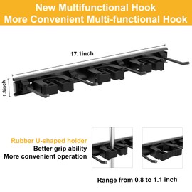 GARLWOLEX Broom Holder - Broom Storage Hooks Wall Mount Heavy Duty, Iron-Carbon Alloy Rack with 3 Racks & 4 Hooks, Easy Installation, Garage & Laundry Storage for 25-35cm Tools