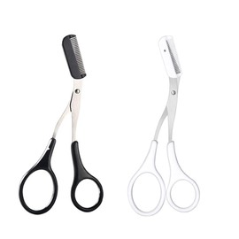 2 Pcs Eyebrow Scissors with Comb Eyebrow Trimming Scissors Black Eyebrow Trimmer Scissors Stainless Steel Eyebrow Trimmer Eyelash Comb Eyebrow Comb Small Eyebrow Grooming Beauty Tool for Men Women