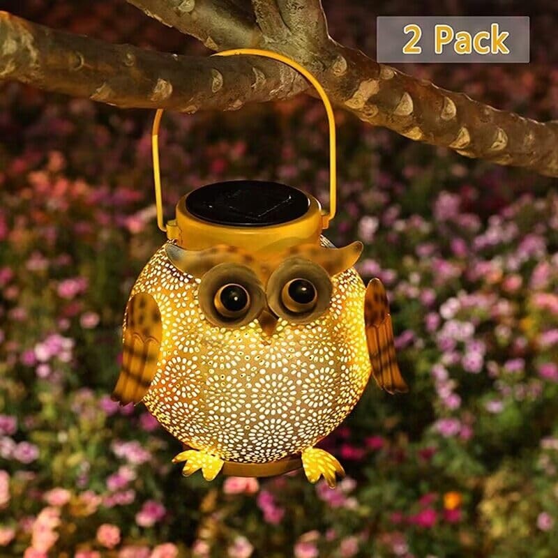 Wishlink 2Pack Outdoor Hanging Solar Lanterns Garden Light Waterproof Metal