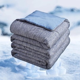 INGEROOM Cooling Comforter for hot Sleepers Absorbs Body Heat to Keep Cool, Cold Tech Fabric, Summer Comforter Machine Washable Cooling Blanket for Hot Sleepers - Twin Size（Blue 60'' x 80''）