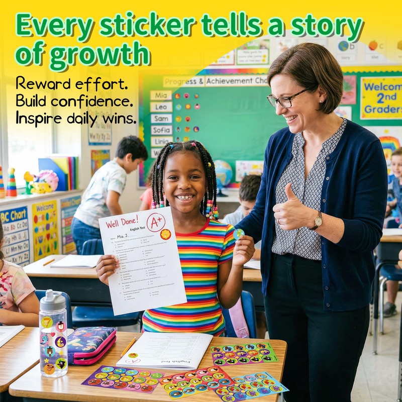 HORIECHALY 540 PCS Scented Stickers,Scratch and Sniff Reward Stickers