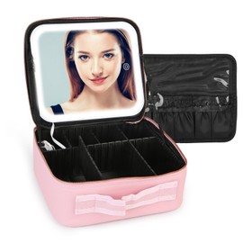 Edge by Body Code LED Travel Makeup Bag, Cosmetic Organizer with Adjustable Dividers & Mirror