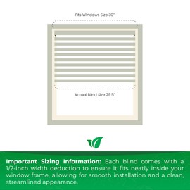 Calyx Interiors 2.5-Inch Cordless Faux Wood Blinds – 30" W x 60" H, White Room Darkening Window Blinds for Indoor Windows, Smooth Slat, Plantation-Style (Actual Size 29.5 in. W x 60 in. H)