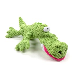TrustyPup Tough 'N Fun Checker Gator Squeaky Plush Dog Toy, Chew Guard Technology - Green, Large (71147)