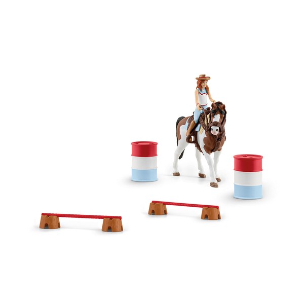 Schleich Horse Club 12-Piece Hannah's Riding Horse Set - Rodeo Riding with Cowgirl and Horse, Realistic Western Rodeo Farm Animal Toys and Accessories, Gift for Toddlers, Boys, and Girls Ages 5 and up