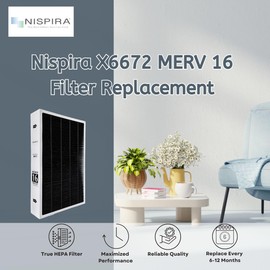 Nispira MERV 16 X6672 Furnace AC HVAC Air Filter Replacement Compatible with Lennox X6672 and HCC16-28 Carbon Home Furnace Filter for HVAC System. Filter size 16" X 25" X 5". 1 Pack