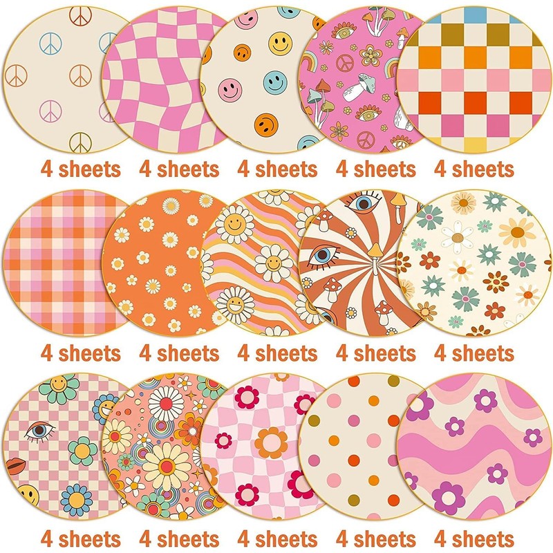 BeYumi 60pcs Retro Boho Pattern Paper Craft - 11 Inch