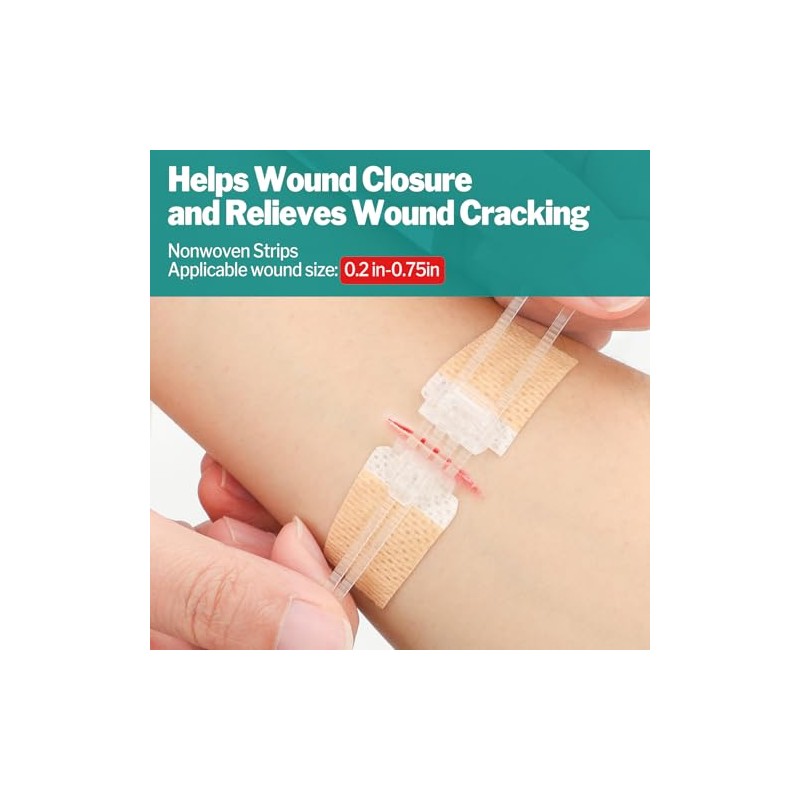 AZEN 28 Pack Wound Closure Strips, 3 Types Butterfly Bandages,