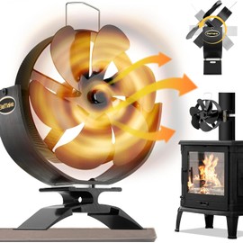 Wood Stove Fan, 5 Blade fireplace fan, Heat Powered Stove Fan with Aviation Grade Aluminium, Stove Fans Non-electric for Wood/Log Burner/Fireplace, Ultra Quiet Circulating Warm Air Saving Fuel