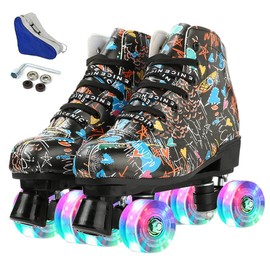 Unisex Indoor and Outdoor Roller Skates Classic High-top for Adult Skating Four-Wheel Roller Skates