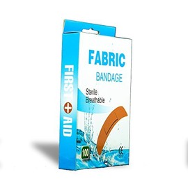 Band Aid Sterile 3/4" x 3" Flexible Fabric Self Adhesive Bandages with Non-Stick Pad for Wound Care and First Aid by P&P MEDICAL SURGICAL Skin Color Box of 100