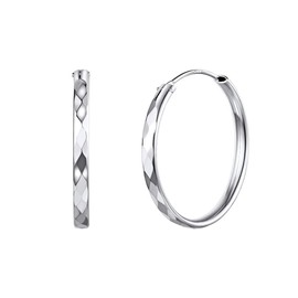 Silvora S925 Vintage Gypsy Women’s Hoop Earrings, Gold-Plated Hoop Earrings, Large Diameter Fashion Earrings, 925 Sterling Silver Women’s Hoop Earrings, Silver