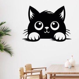 GRAZDesign Wall Tattoo Cute Cat Living Room Bedroom Hallway Wall Sticker 42 x 30 cm White