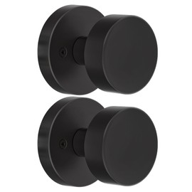 naubea 2 Pack Matte Black Dummy Door Knob Interior, Black Door Knobs for Bifold and Closet Doors, Heavy Duty Round Modern Door Handle