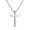Fiusem Silver Tone Cross Necklace for Men, Mens Cross Necklaces