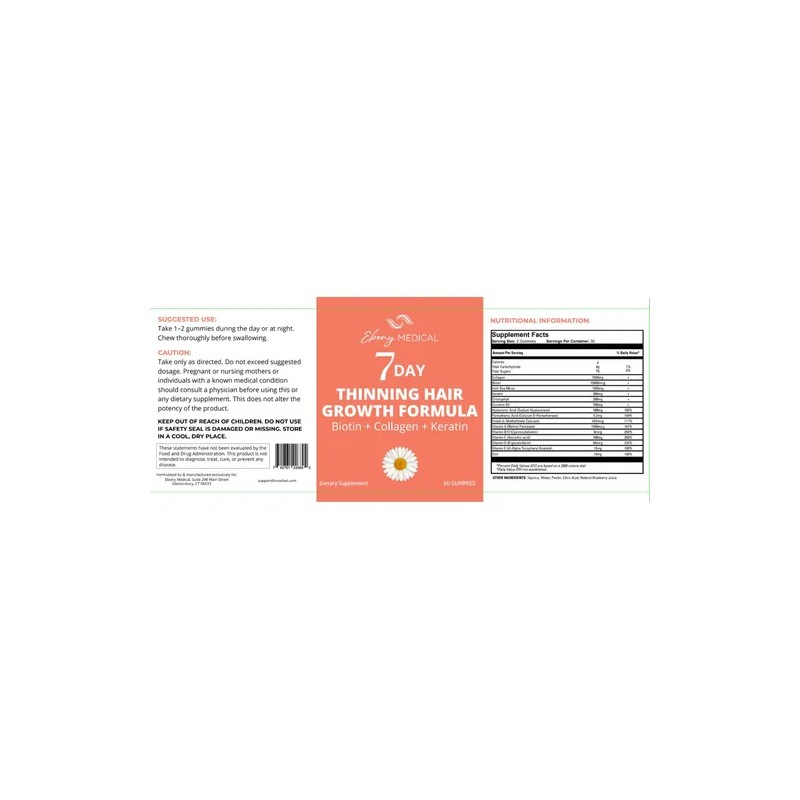 Gomitas Ebony Medical Cabello Biotina Keratina Hair Biotin Keratin Gummies,