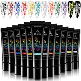 SEISSO SEISSO Stamp Nail Polish Gels, 12 Colors Stamping Gels Black White Glitter Green/Silver/Golden for Nail Stamp Plate Stamper