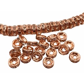 Rose Gold Tone Rhinestone Rondelles Beads 5mm Qty:20