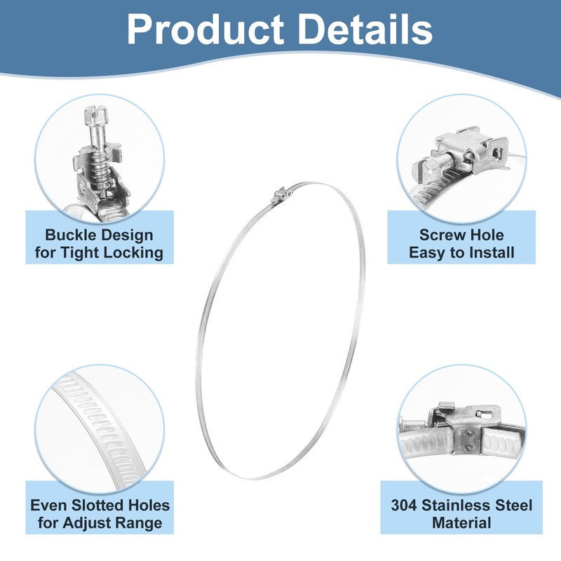 uxcell 24 Inch 304 Stainless Steel Duct Clamps, 10 Pcs