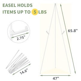 EWOID 6PCS White Easel Stand for Wedding Sign Stand, 65 Inch Adjustable Metal Easels for Display, Portable Folding Easel for Wedding, Display Show, Arts, Poster with Portable Bags
