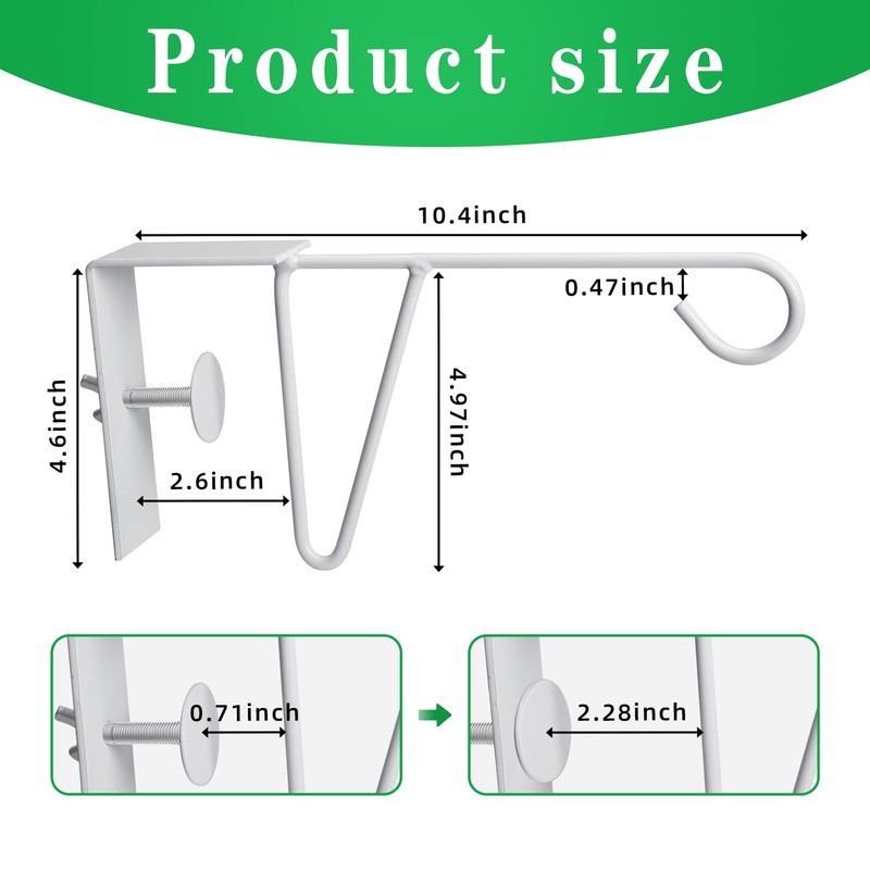 moonoom 4 Pcs Adjustable Vinyl Fence Hooks, Patio Hangers Decorative