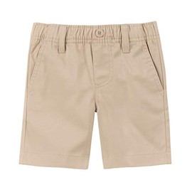 Nautica Boys' School Uniform Flat Front Twill Short, Khaki/Pull-on, 4