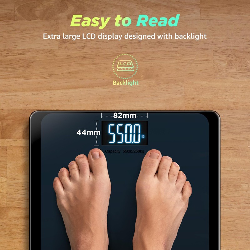 550lb Bathroom Digital Scale for Body Weight with Ultra-Wide Platform