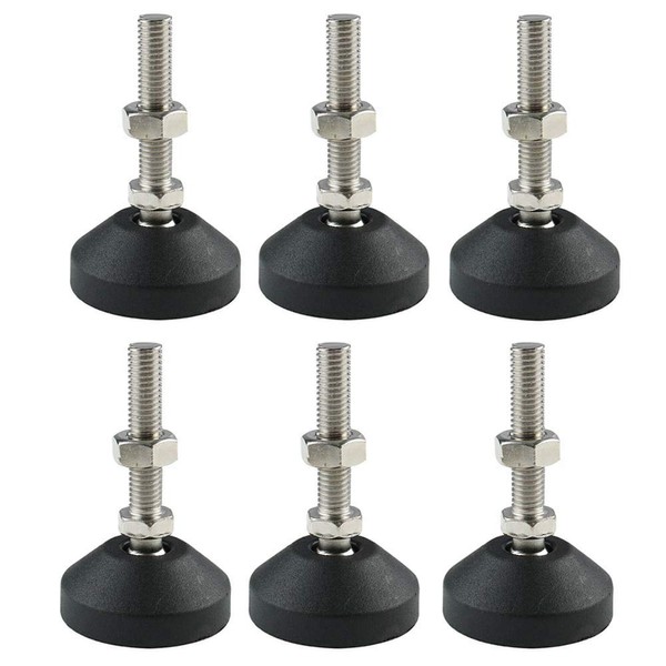Gasea 6 Packs Furniture Levelers, M8 Threaded Swivel Adjustable Nylon