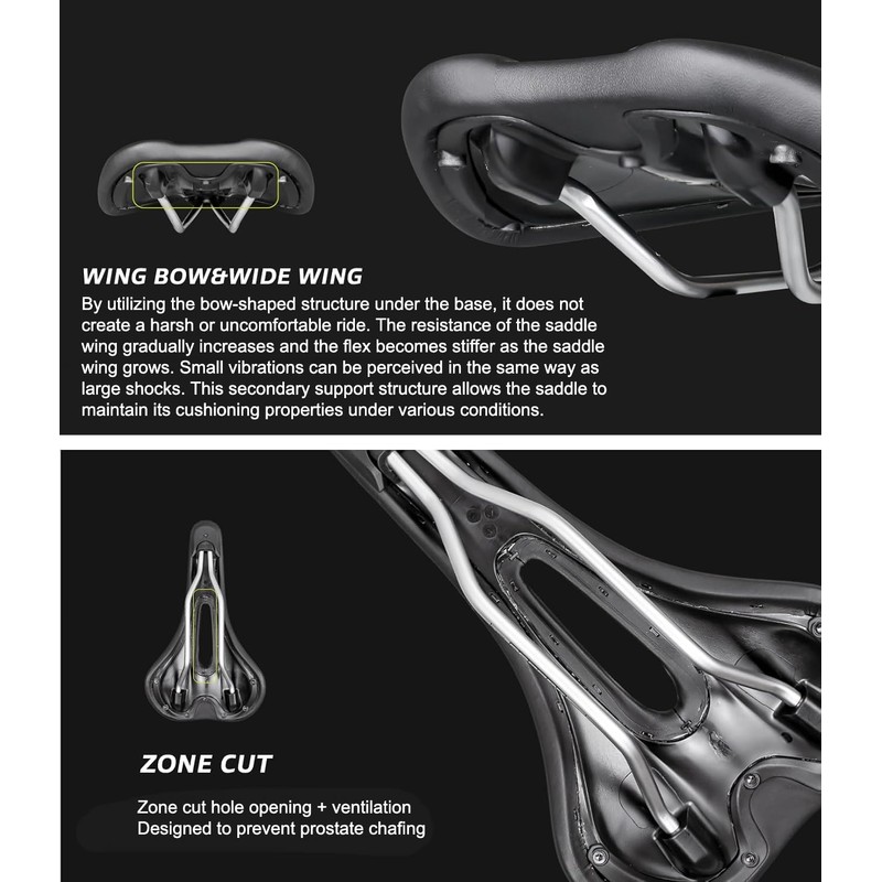 INTERMAX Bike Saddle Seat Wide Hole Shock Absorption Chromoly Soft