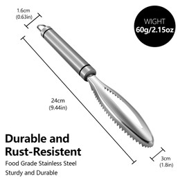 Luvan Stainless Steel Fish Scaler, Fish Scaler Remover, Quick Removal, Fish Cleaning Peeler, Fish Scaler, Sawtooth Fish Scaler Tool for Kitchen, Seafood Markets