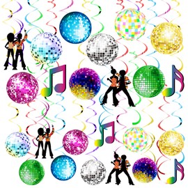54 Pieces Disco Party Decorations Disco Ball Hanging Swirls 70s Party Hanging Swirls Ceiling Decor for Disco Fever Party 70s Hippie Birthday Party Favors Supplies (Colorful)