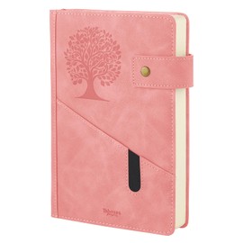 Thboxes A5 Ruled Journal Notebook, 360 Pages Leather Hardcover College Lined Journal Notepad for Women Men Diary Notebook, 100GSM Paper, for Work Office School, 5.7" X 8.5", Pink