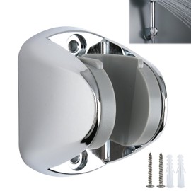 Wall Mount Shower Bracket Handheld Shower Head Holder Large Angle Adjustable Chrome Plated Wall Mounted Universal Shower Hose Holder with Mounting Screws for Bathroom Bidet Sprayer, Silver