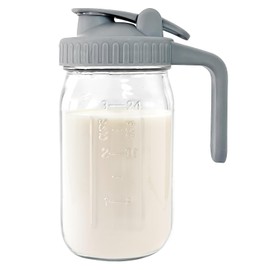 JunVpic Breast Milk Pitcher Jug - 32 oz Glass Mason Jar Airtight Pitcher with Pour Spout Handle for Breastmilk, Iced Tea, Ice Drinks Storage Container