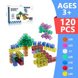 TOYVIBE 120PCS Magnetic Building Blocks - STEM Educational Toys for Ages 3+ (AU) (Colorful Transparent Magnetic Building Blocks, pcs, 120) (120 pcs)