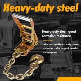 Digank Heavy Duty Car Tie Down Straps (4PK) - 2" x 96" - 3,300 lbs Safe Working Load - Wheel Straps Comes with 5/16" Tow Hooks (Green)