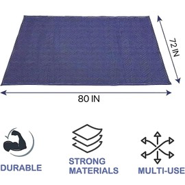 U HOMOVING 1 Pack Moving Blankets Heavy Duty 80"x72" Quilted Packing Blankets for Moving Furniture Padded Shipping Furniture Mover Blankets Blue