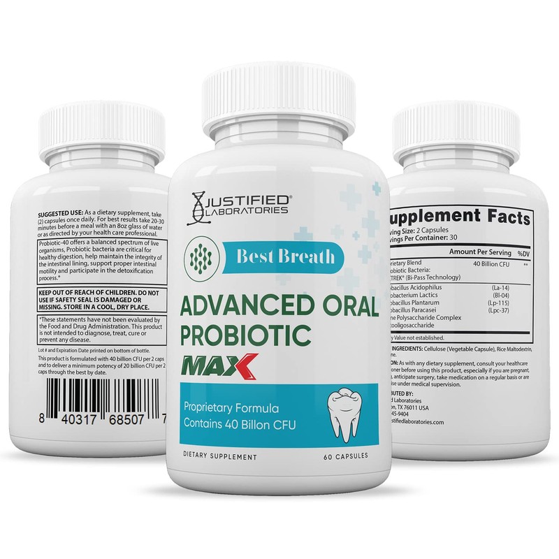 Justified Laboratories Best Breath Max 40 Billion CFU Probiotic Oral