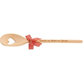 Spruchreif Wooden Cooking Spoon with Heart and Engraving, Gift for Mother, Father, Birthday, Wedding, Hobby Chef (Cooking is Love and Enjoyment)