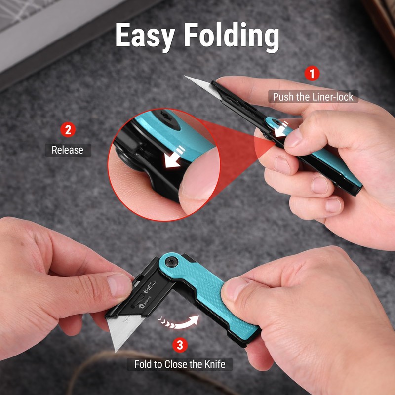 WORKPRO Folding Utility Knife with 10 Extra SK5 Blades, EDC