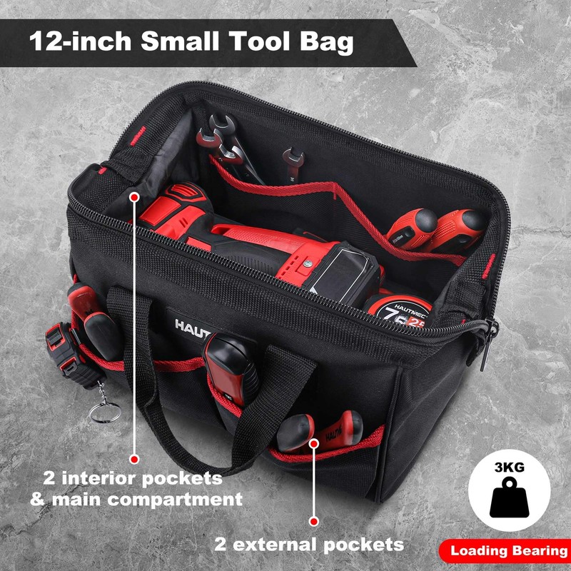 HAUTMEC 3PCS Large Tool Bag Set, Heavy-Duty Wide Mouth Tool