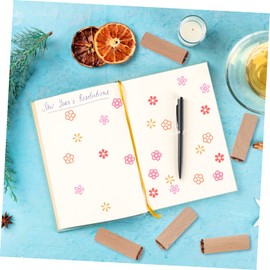 NUOBESTY 5pcs Wooden Flower Stamp Clay Wooden Planner Stamp for Crafting Scrapbook Clay Pottery Projects Round Beautiful Patterns